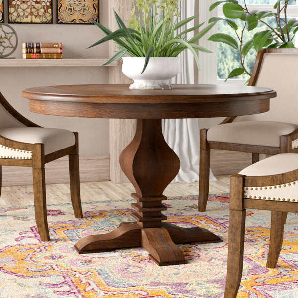 World Menagerie Tate Pine Solid Wood Pedestal Dining Table & Reviews